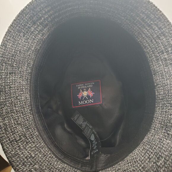 Moon Marks & Spencer Tweed Gray Black Wool Fedora Hat SIze 7.25 to 7.38 UK Large - Picture 5 of 9